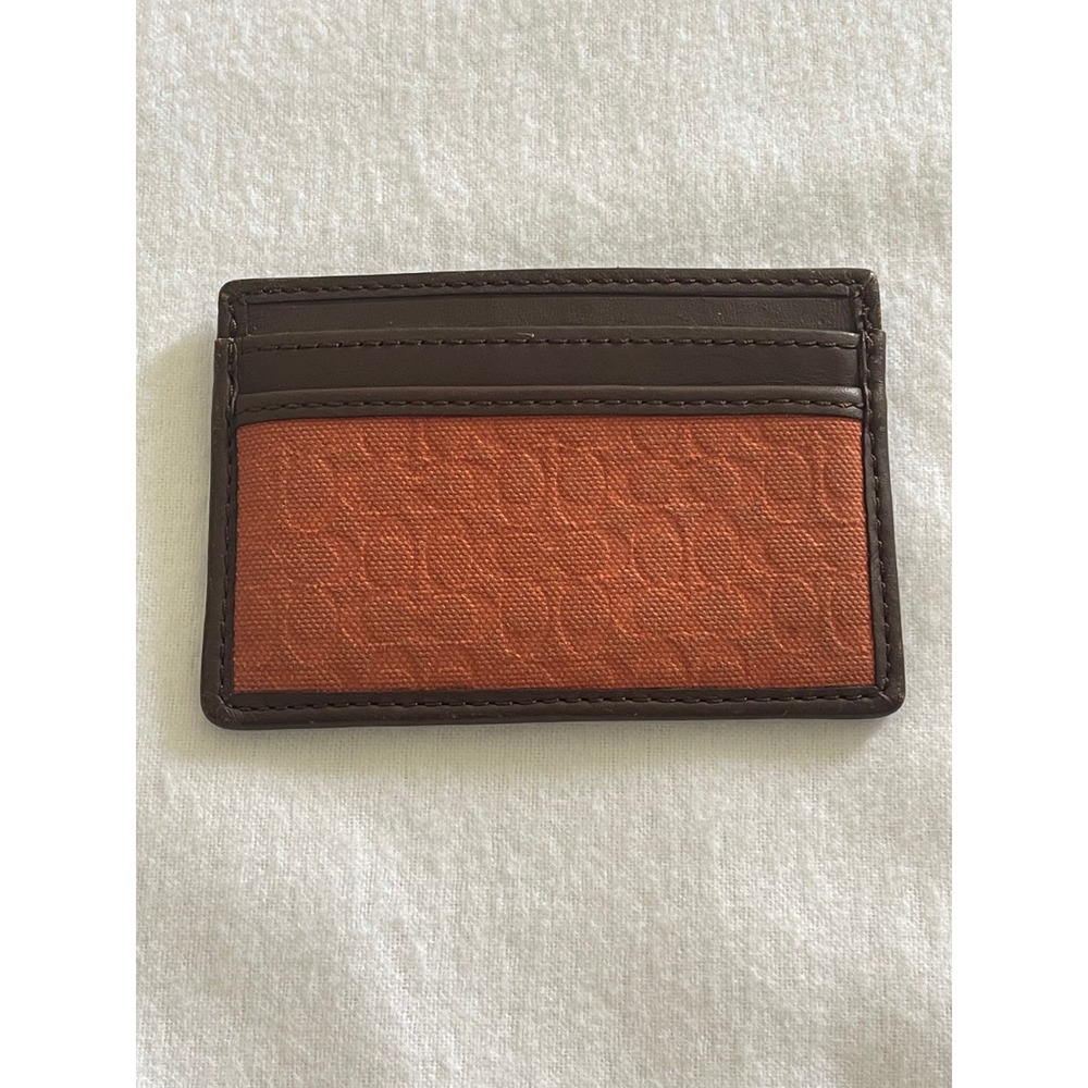 Coach Slim Card Holder Wallet Orange Canvas